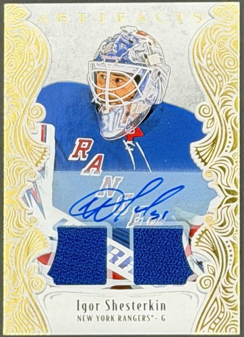 2025-26 Artifacts Igor Shesterkin Dual Jersey Autograph Gold /25