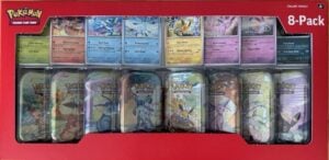 Sealed Prismatic Evolutions 8-Pack Mini Tins