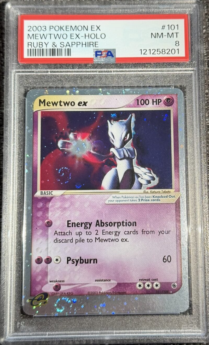 2003 Pokémon Ruby & Sapphire Mewtwo EX Holo #101 PSA 8 Double Swirl